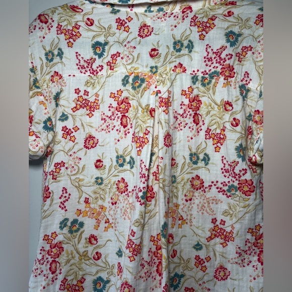 FAHERTY Hana Floral Print 100% Cotton Collared Shirt Tunic Dress Sz XSmall - Picture 10 of 10